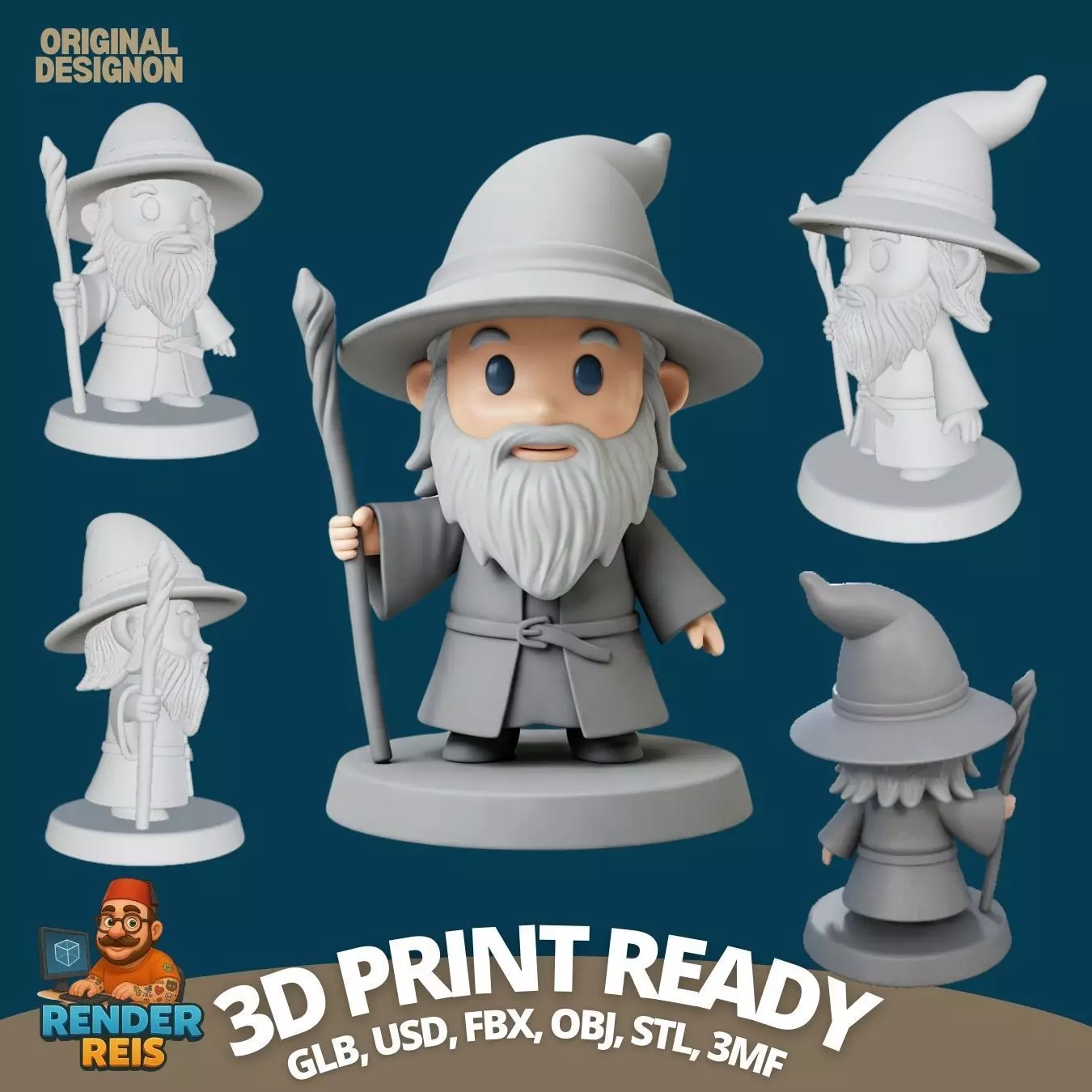 Wise Wizard of the Fantasy World in 3D 3D print model