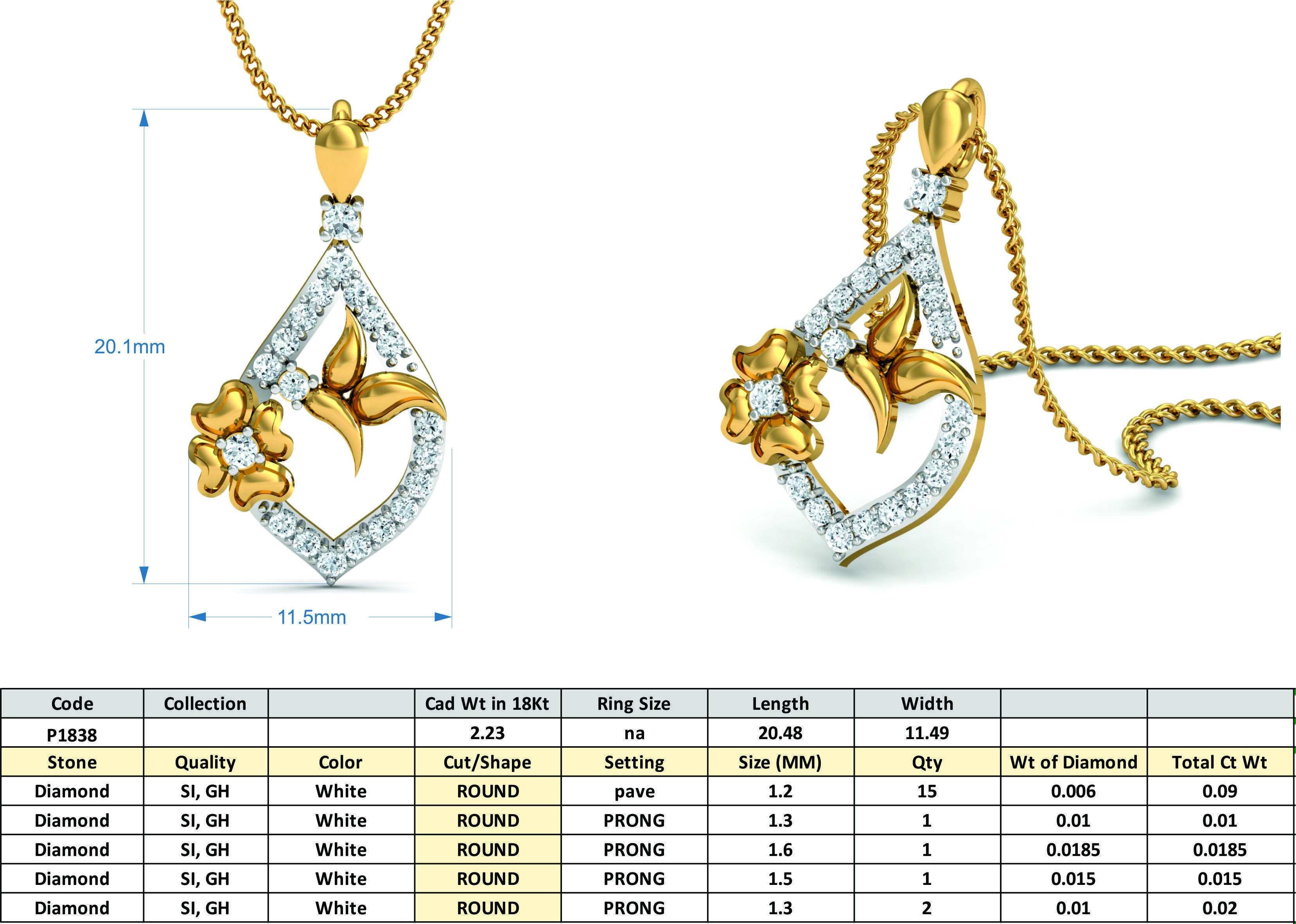 Jewelry 3D Models with render and 3dm  stl - P-1838 3D print model_3
