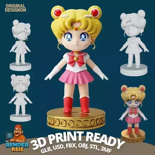 Chibi Defender of the Moon in 3D 3D print model