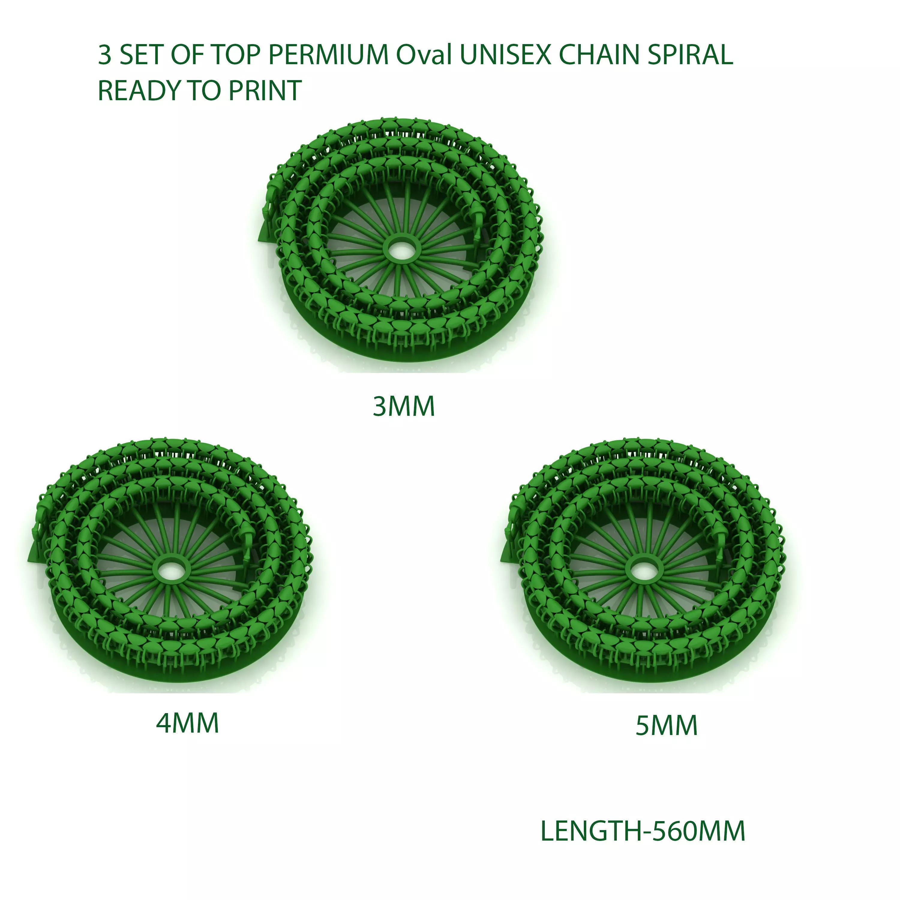 3 SET OF Top Premium Oval Unisex 3D Chain Ready to Print  3D Model Collection_0