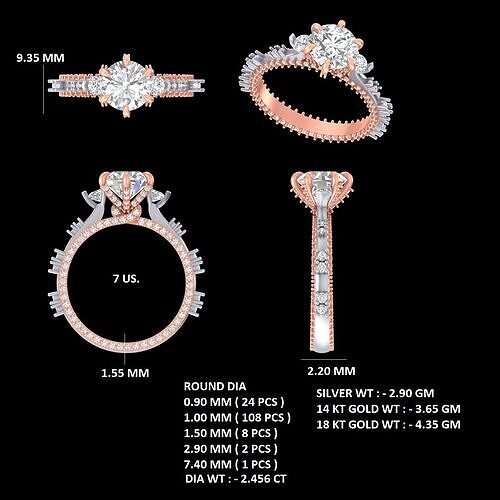 TOW TONE DIAMOND RING 3D print model