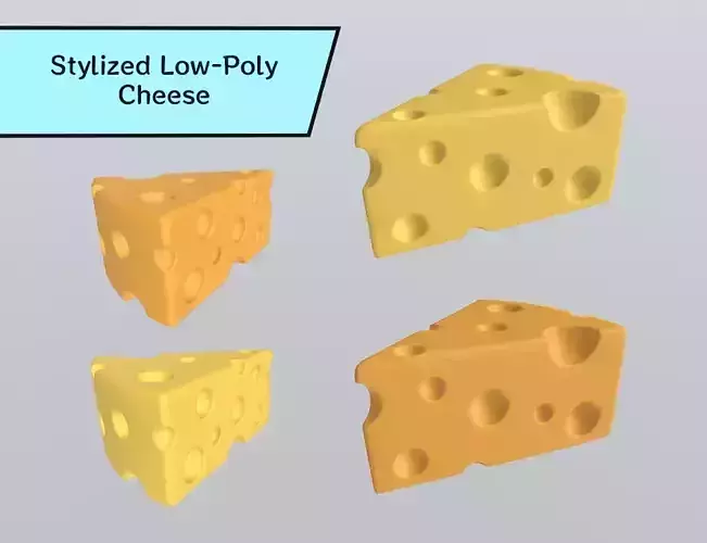 Stylized Low-Poly Cheese Low-poly 3D model