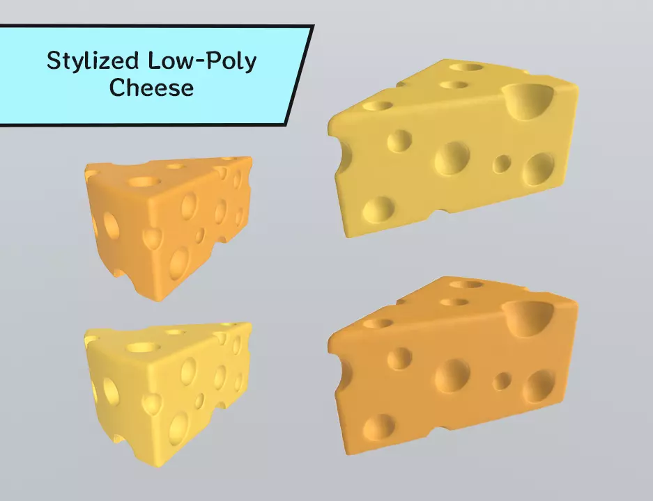 Stylized Low-Poly Cheese Low-poly 3D model_0