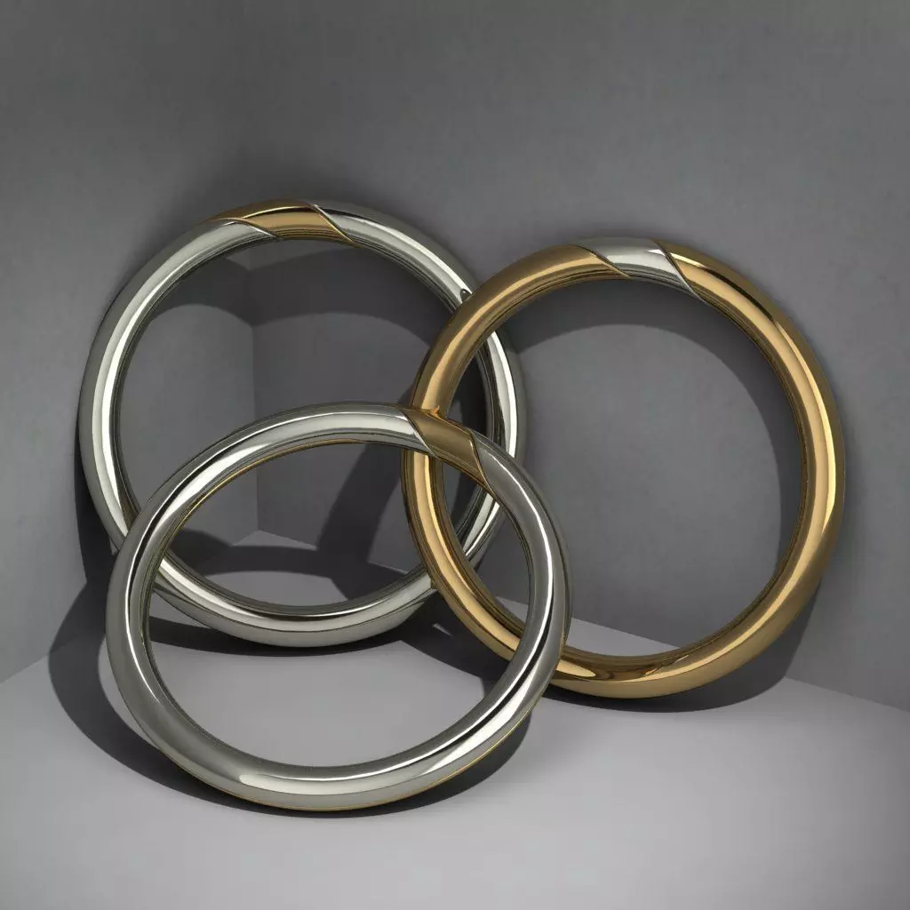 Bicolor Twisted Rings - Wide Pack 3D print model_0