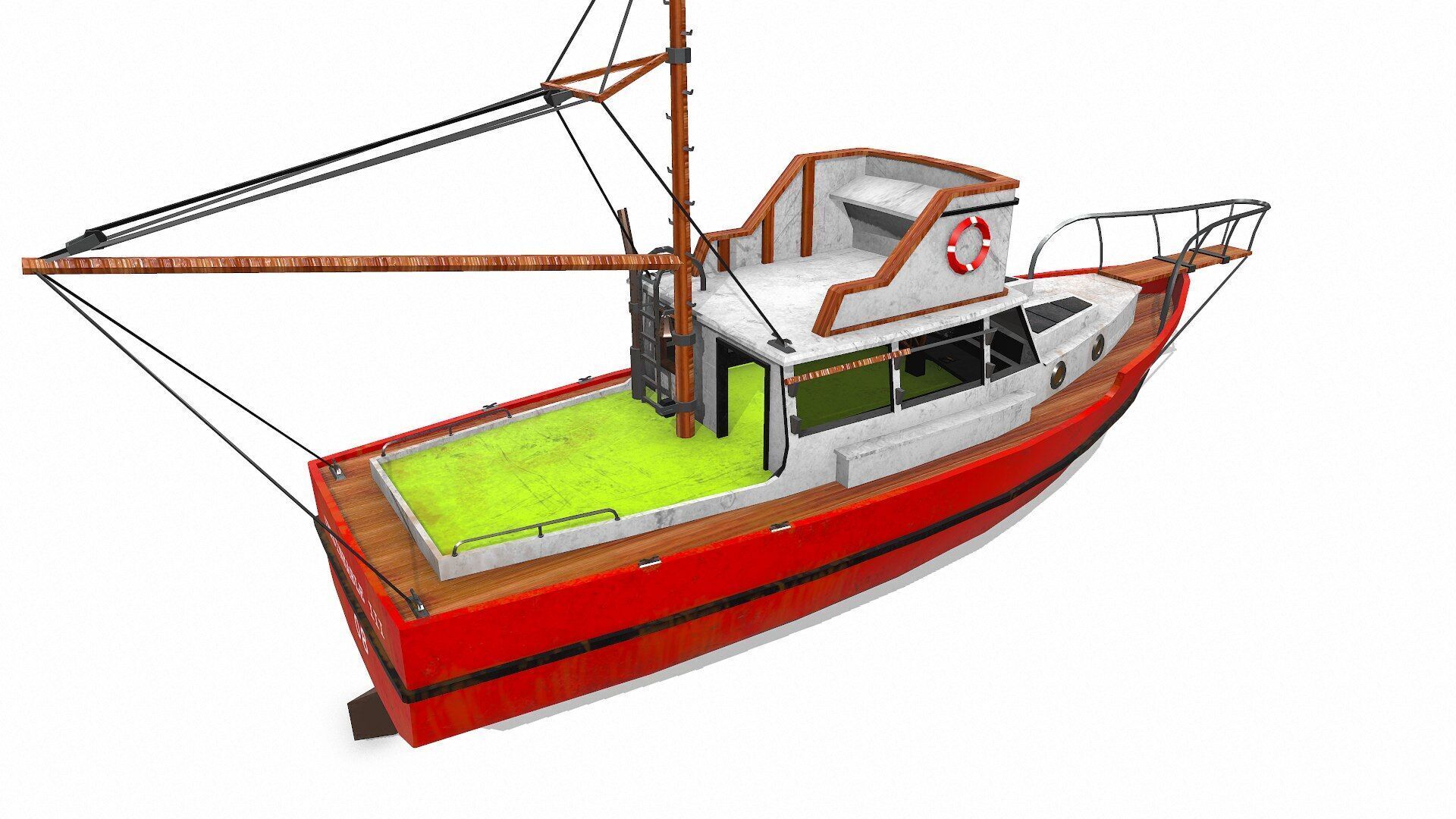 Fishing Boat Low-poly PBR Low-poly 3D model_7