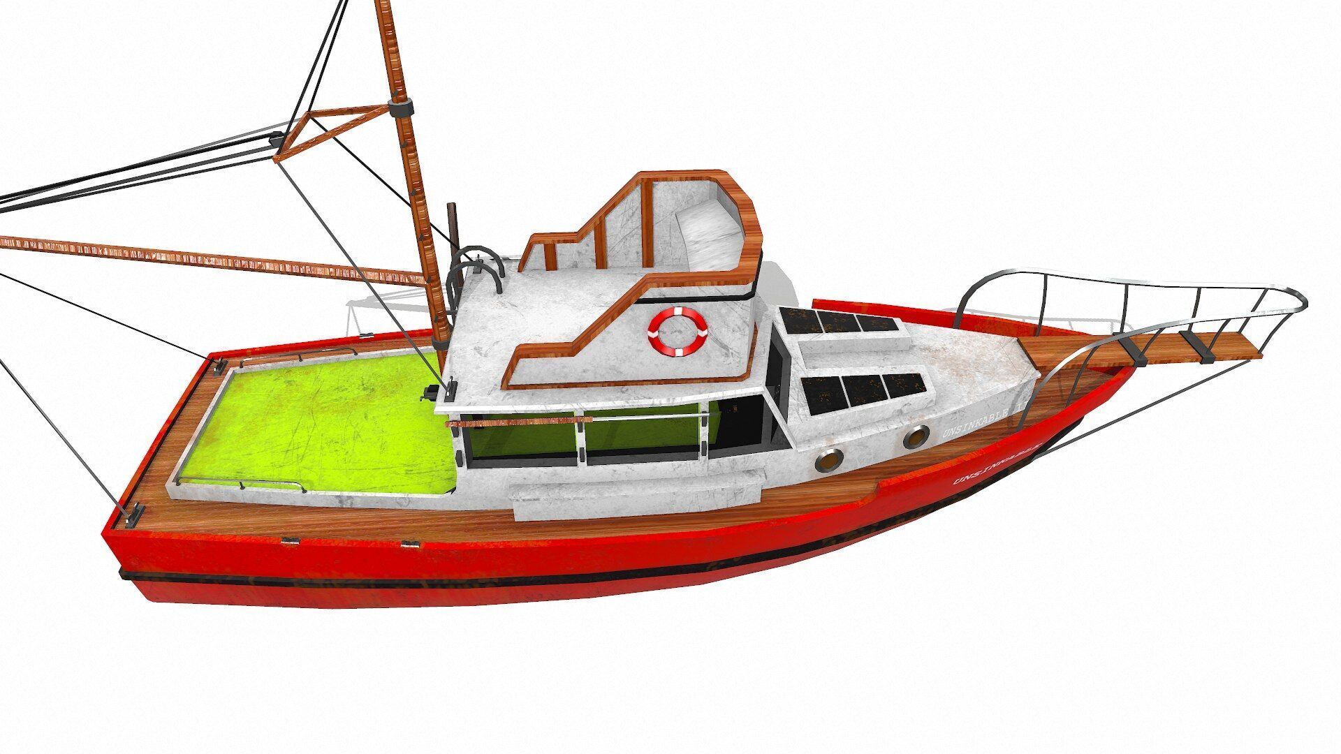 Fishing Boat Low-poly PBR Low-poly 3D model_9