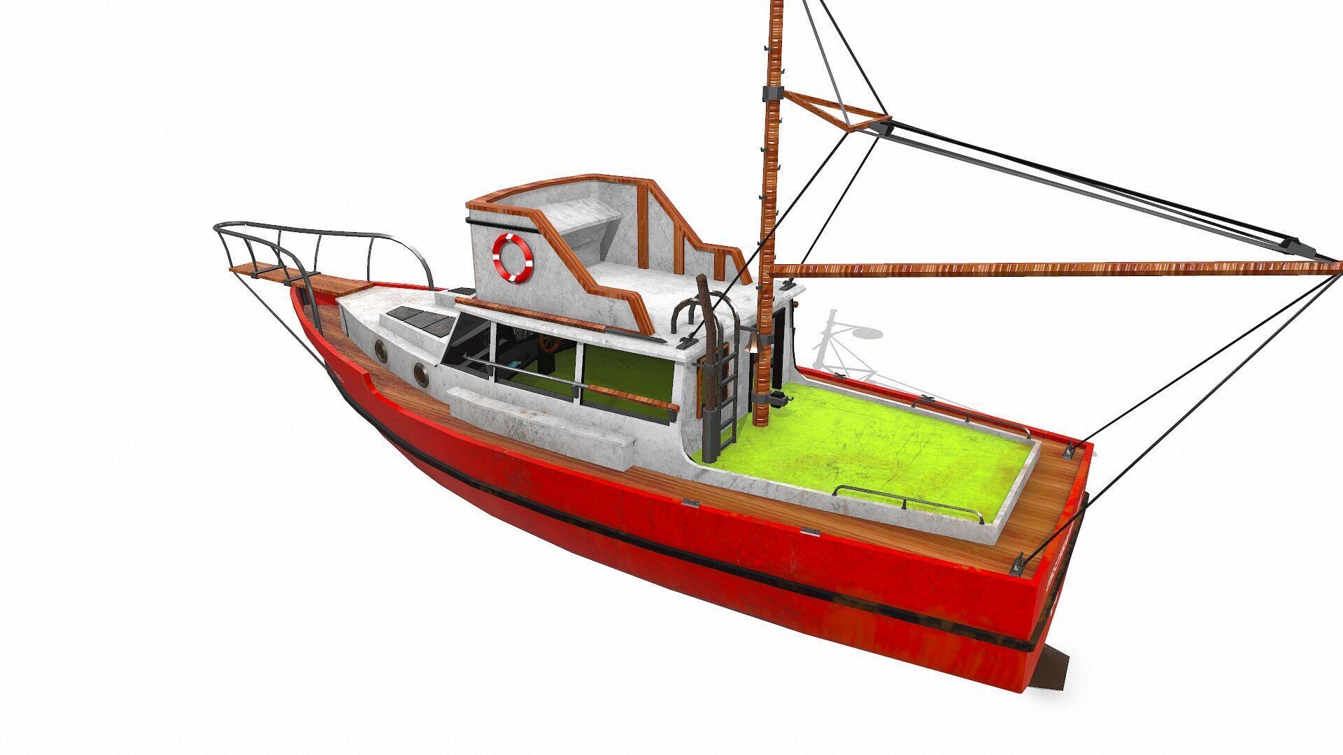 Fishing Boat Low-poly PBR Low-poly 3D model_4