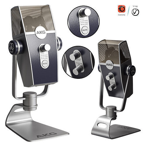 AKG Lyra Ultra-HD Multimode USB Microphone Low-poly 3D model
