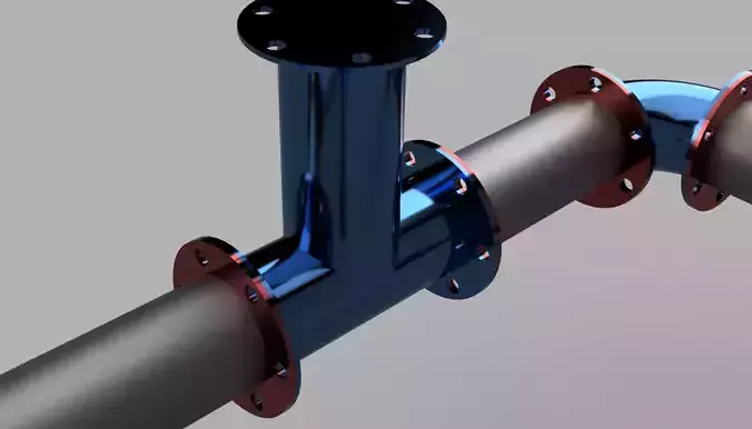 Industrial Pipe System with Flanged Connections