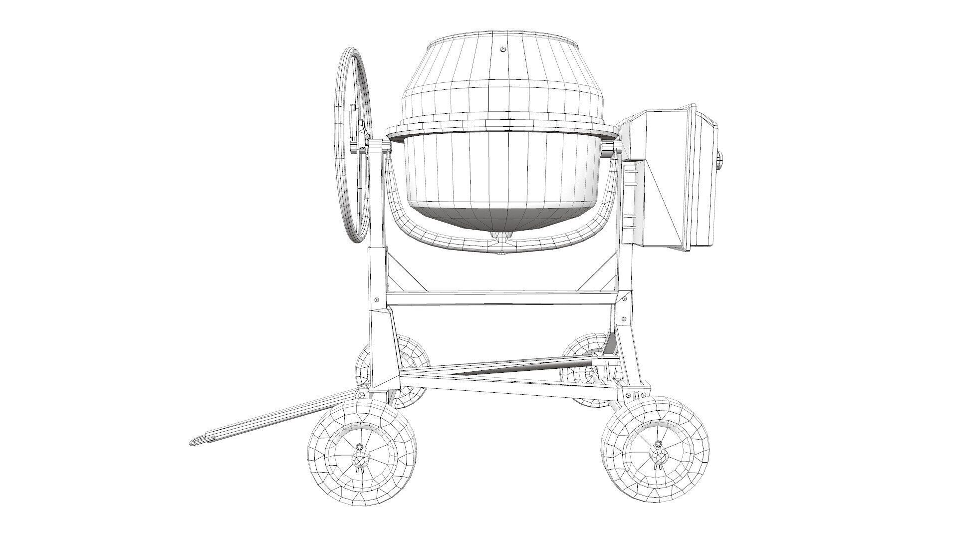 Concrete Mixer Low-poly PBR Low-poly 3D model_11