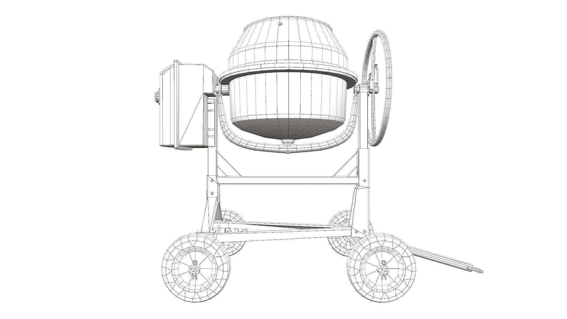 Concrete Mixer Low-poly PBR Low-poly 3D model_13