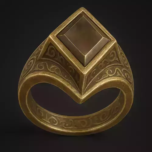 Mystical Gold Ring 3D Model Fantasy Jewelry FBX