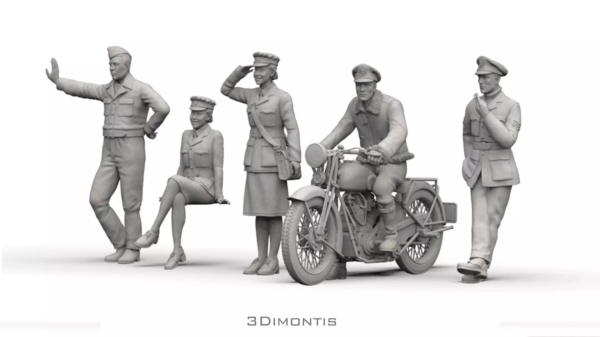 British Pilots and Ground Personnel WW2 3D print model_0