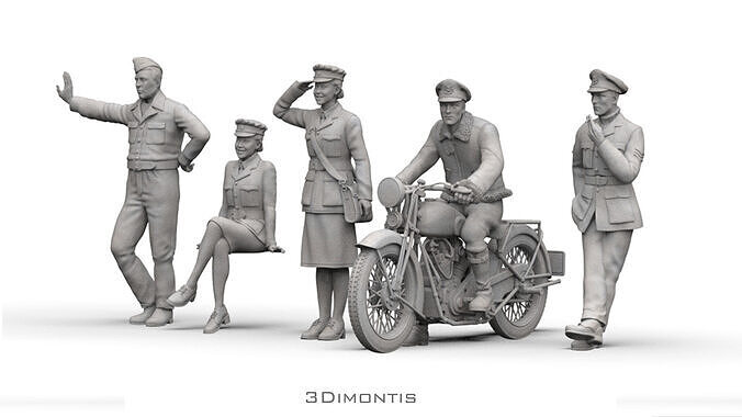 British Pilots and Ground Personnel WW2 3D print model