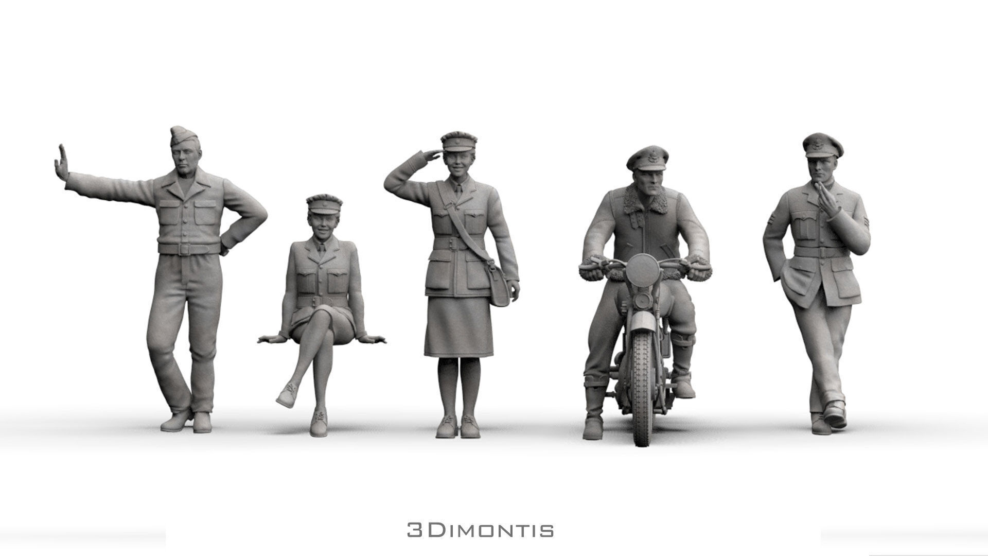 British Pilots and Ground Personnel WW2 3D print model_1