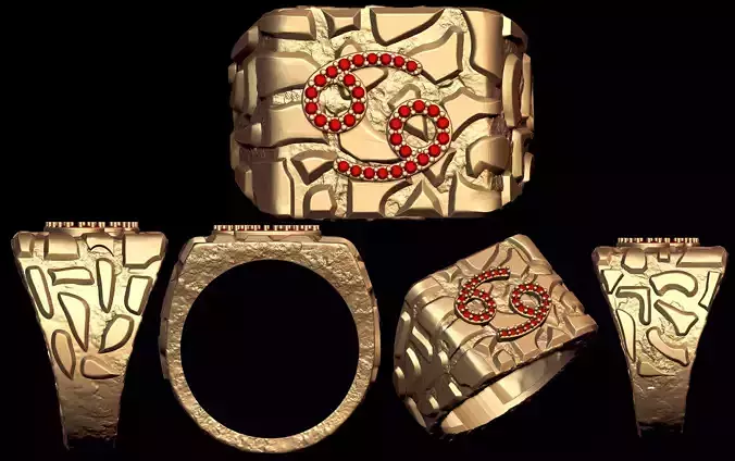 Diamond Cancer Horoscope Zodiac Nugget Ring 
