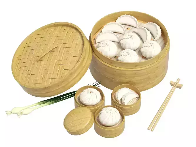 Chinese dumpling Low-poly 3D model