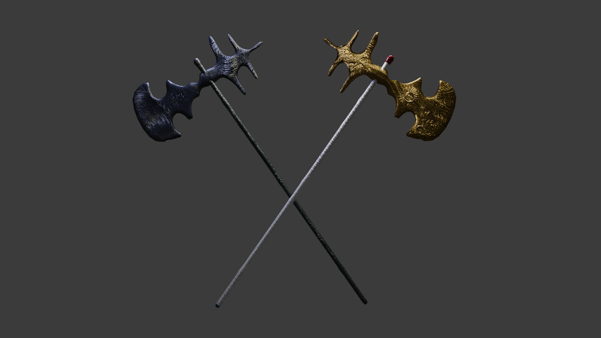 Axe of midnight and Axe of sunlight Low-poly 3D model_1