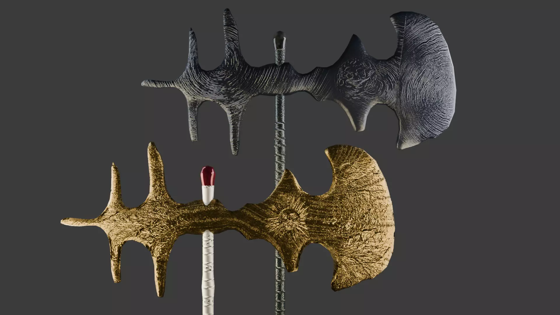 Axe of midnight and Axe of sunlight Low-poly 3D model_0