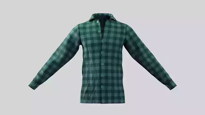 Male Shirt 01 Green Fannel Checkered
