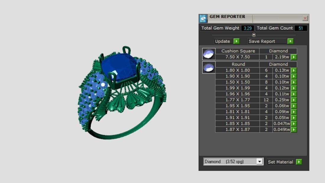 Cushion Square Rings 3D print model_3