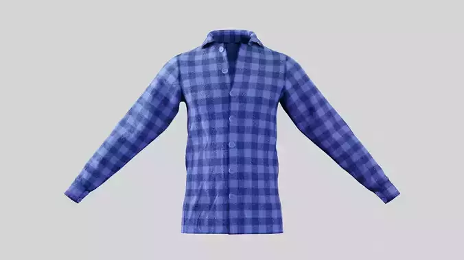 Male Shirt 01 Light Blue  Fannel Checkered