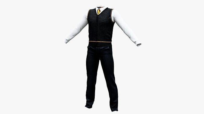 Boys Hogwarts Uniform Harry Potter Hufflepuff Low-poly 3D model