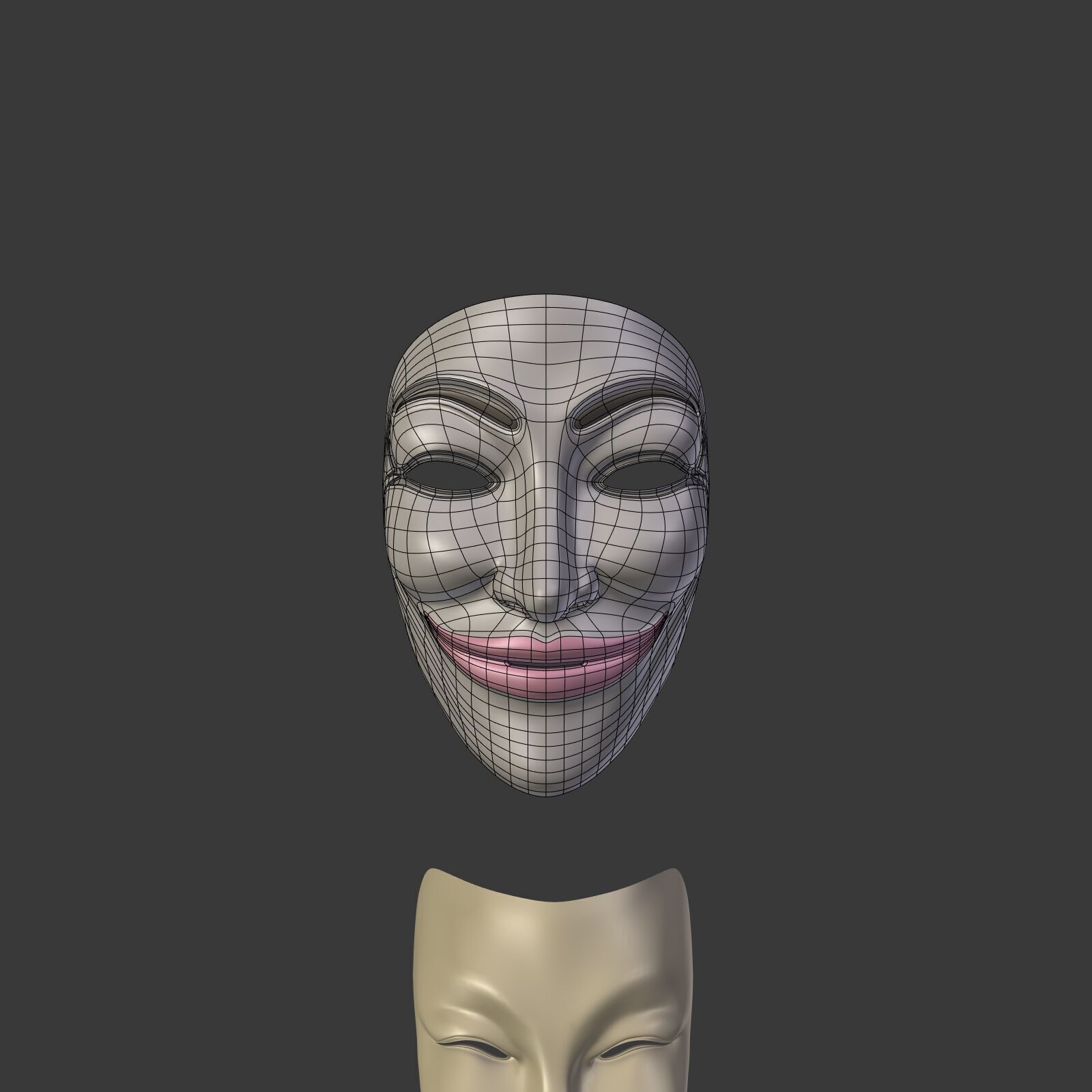Masks Pack -- Theater Asian African Neutral Anonymous Woman Man Low-poly 3D model_5