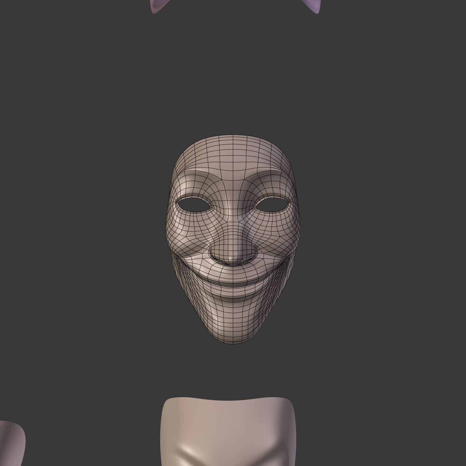 Masks Pack -- Theater Asian African Neutral Anonymous Woman Man Low-poly 3D model_13
