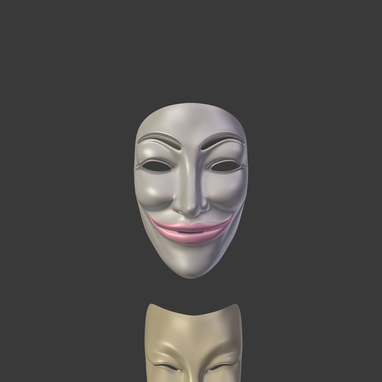 Masks Pack -- Theater Asian African Neutral Anonymous Woman Man Low-poly 3D model_4