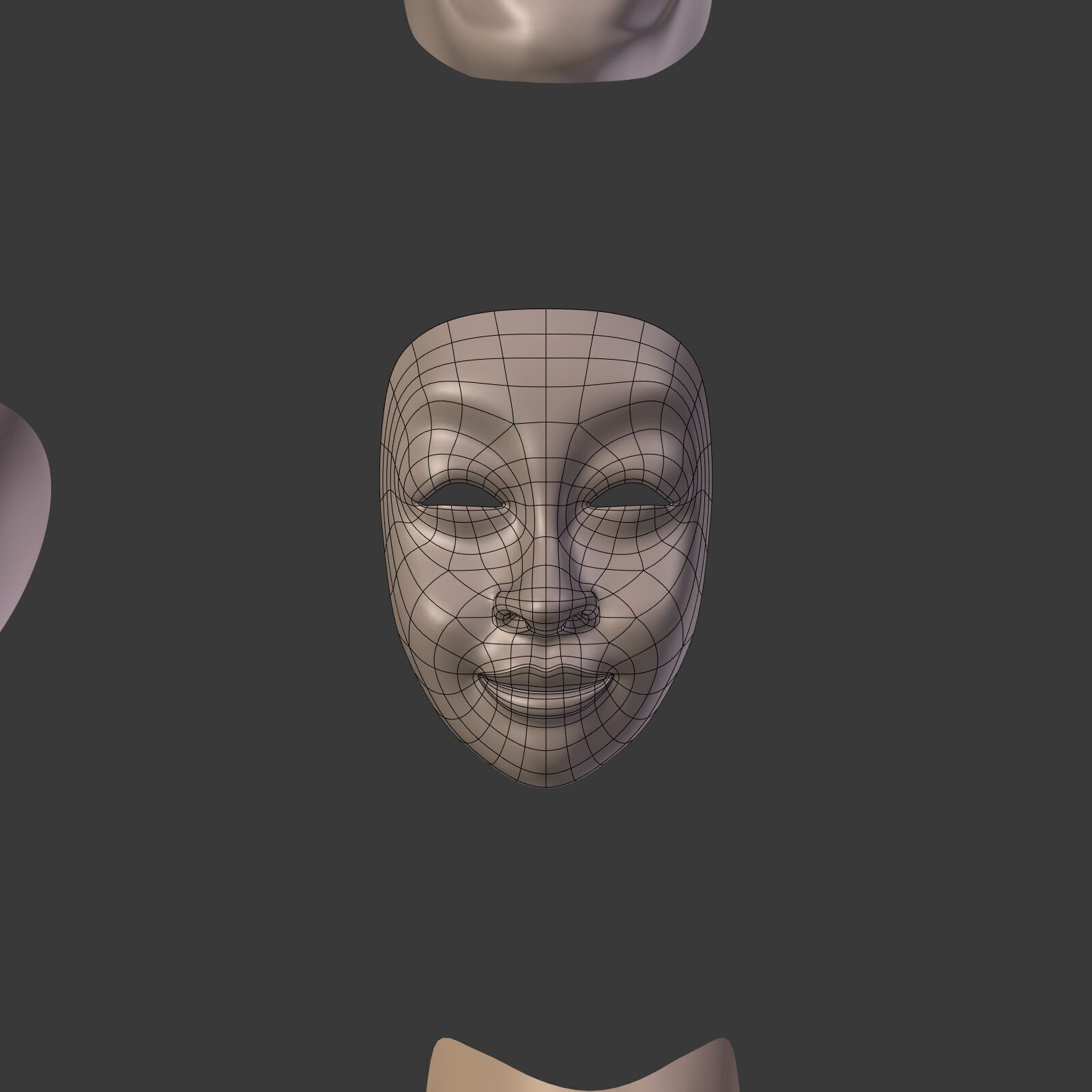 Masks Pack -- Theater Asian African Neutral Anonymous Woman Man Low-poly 3D model_20
