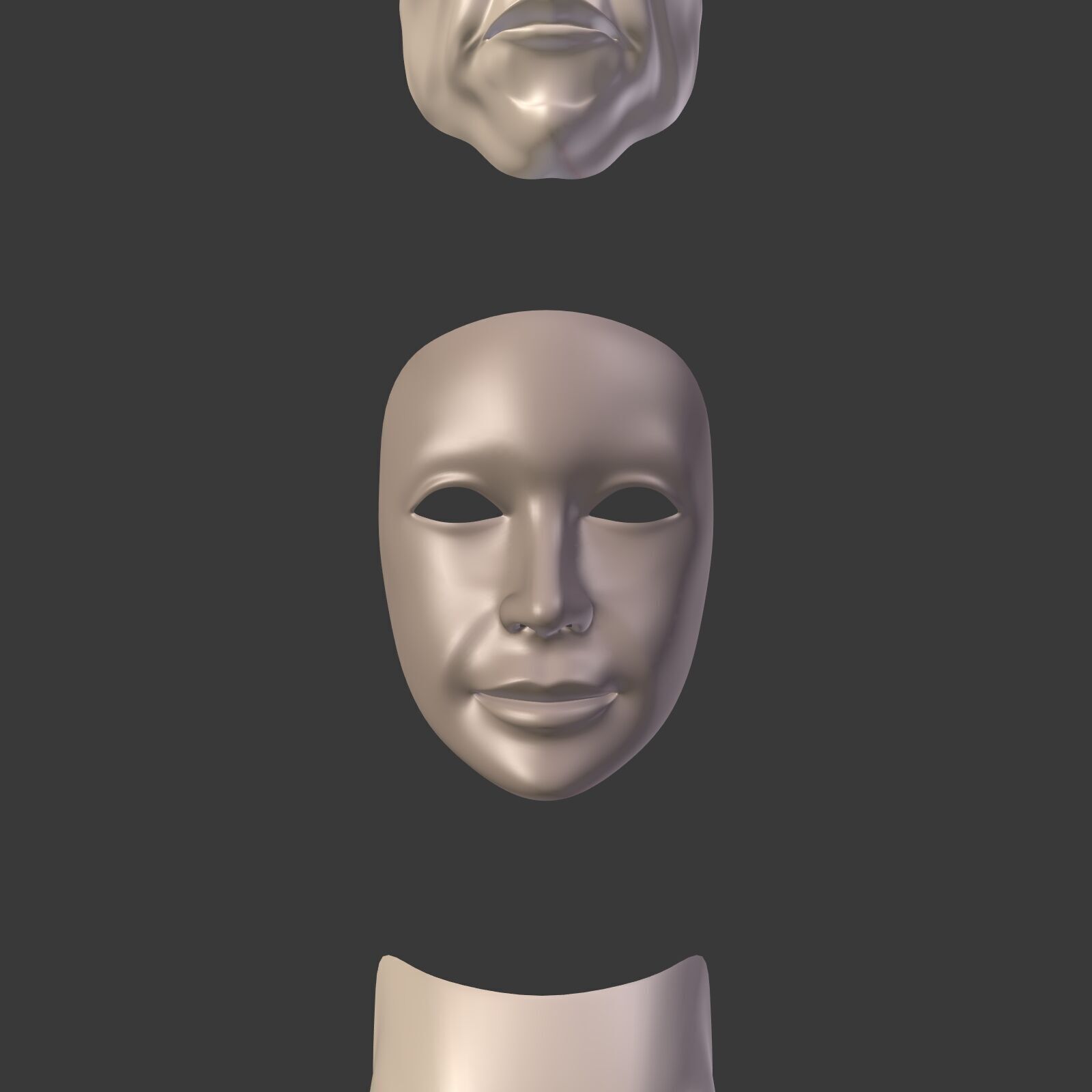 Masks Pack -- Theater Asian African Neutral Anonymous Woman Man Low-poly 3D model_14