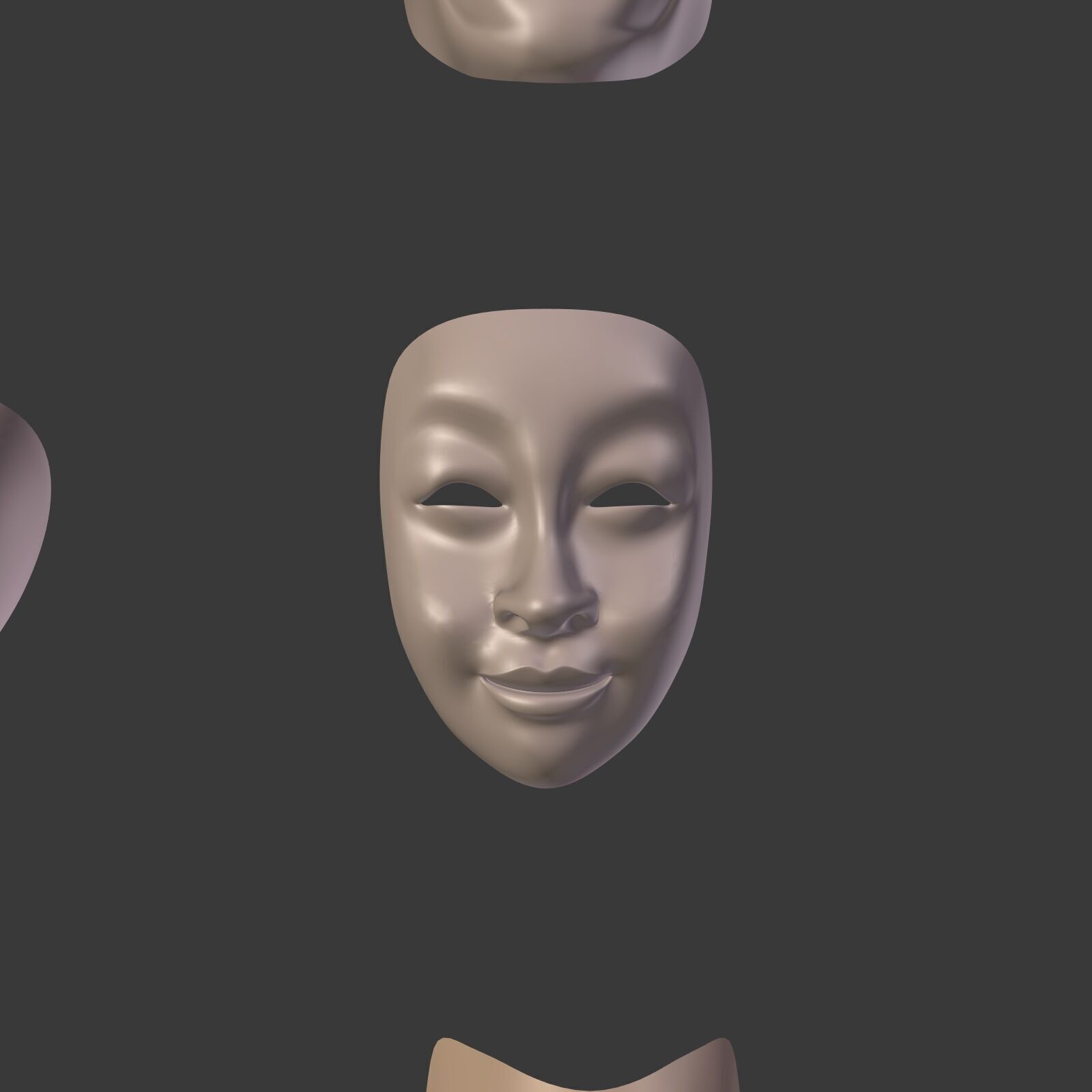 Masks Pack -- Theater Asian African Neutral Anonymous Woman Man Low-poly 3D model_19