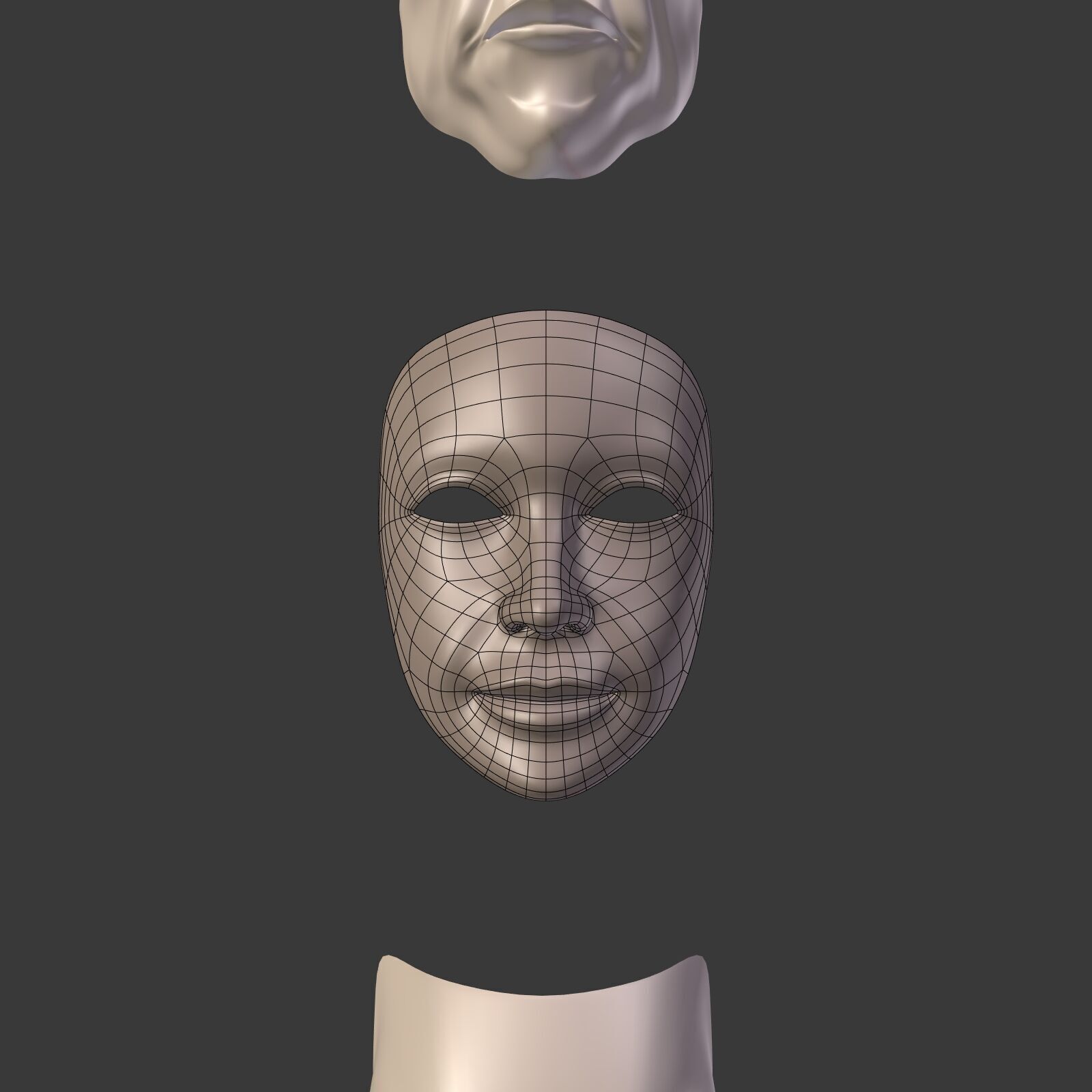 Masks Pack -- Theater Asian African Neutral Anonymous Woman Man Low-poly 3D model_15