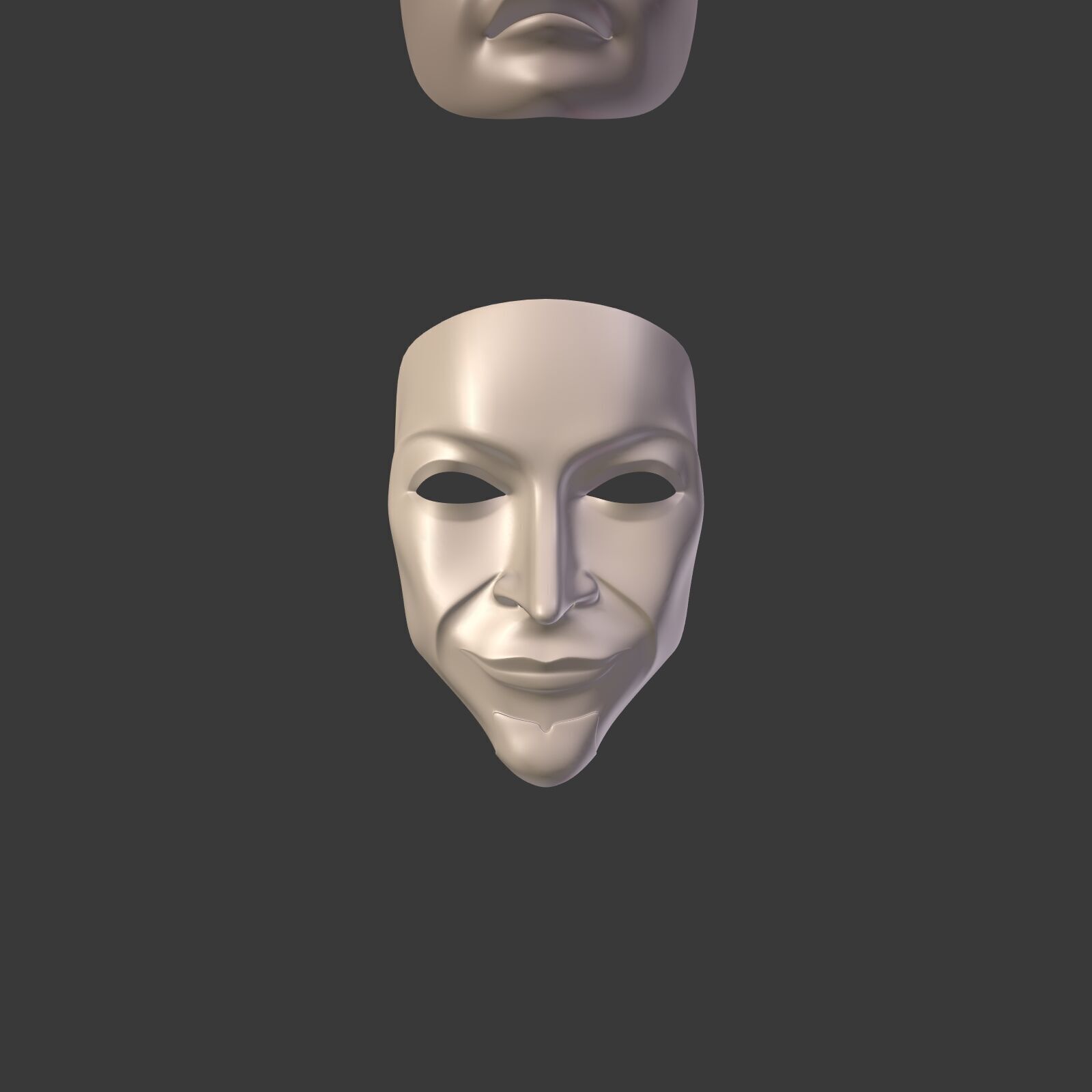 Masks Pack -- Theater Asian African Neutral Anonymous Woman Man Low-poly 3D model_21