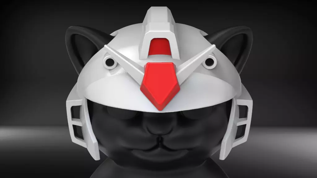Cat Helmet Mecha01 STL for 3D print model_0