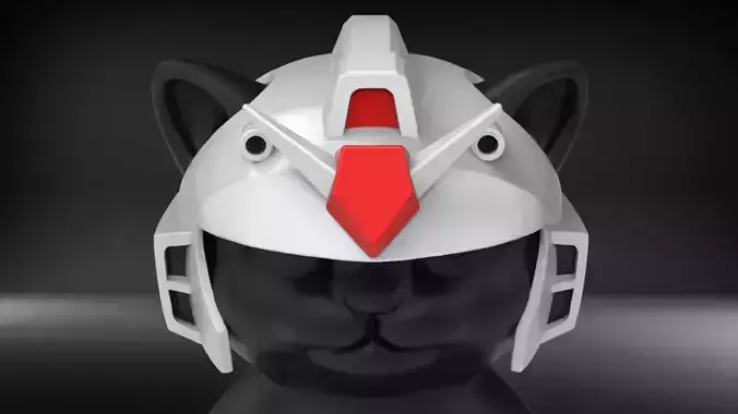 Cat Helmet Mecha01 STL for 3D print model