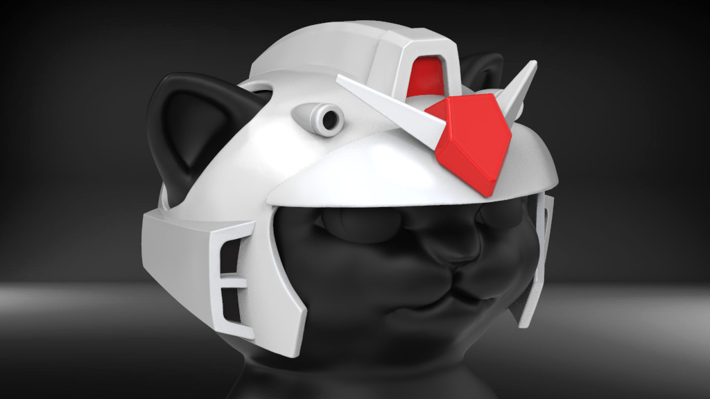 Cat Helmet Mecha01 STL for 3D print model_1