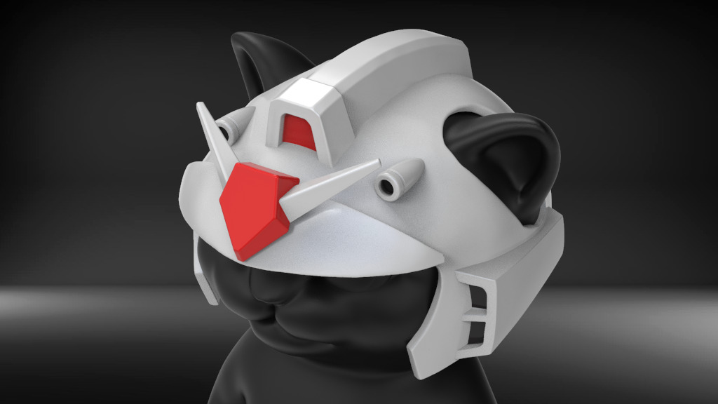 Cat Helmet Mecha01 STL for 3D print model_2