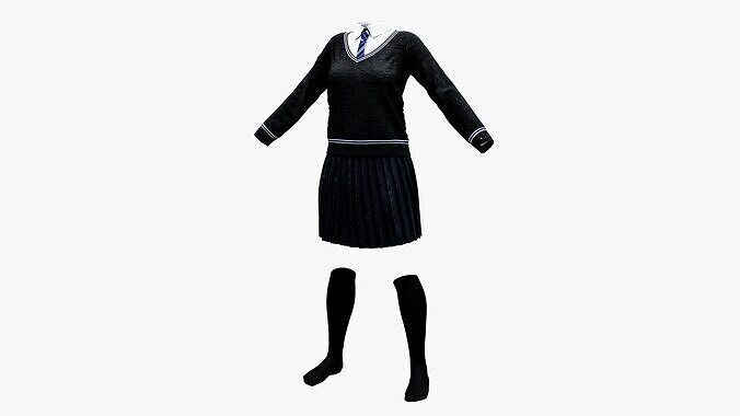 Girls Hogwarts Uniform Harry Potter Uniform Ravenclaw Low-poly 3D model