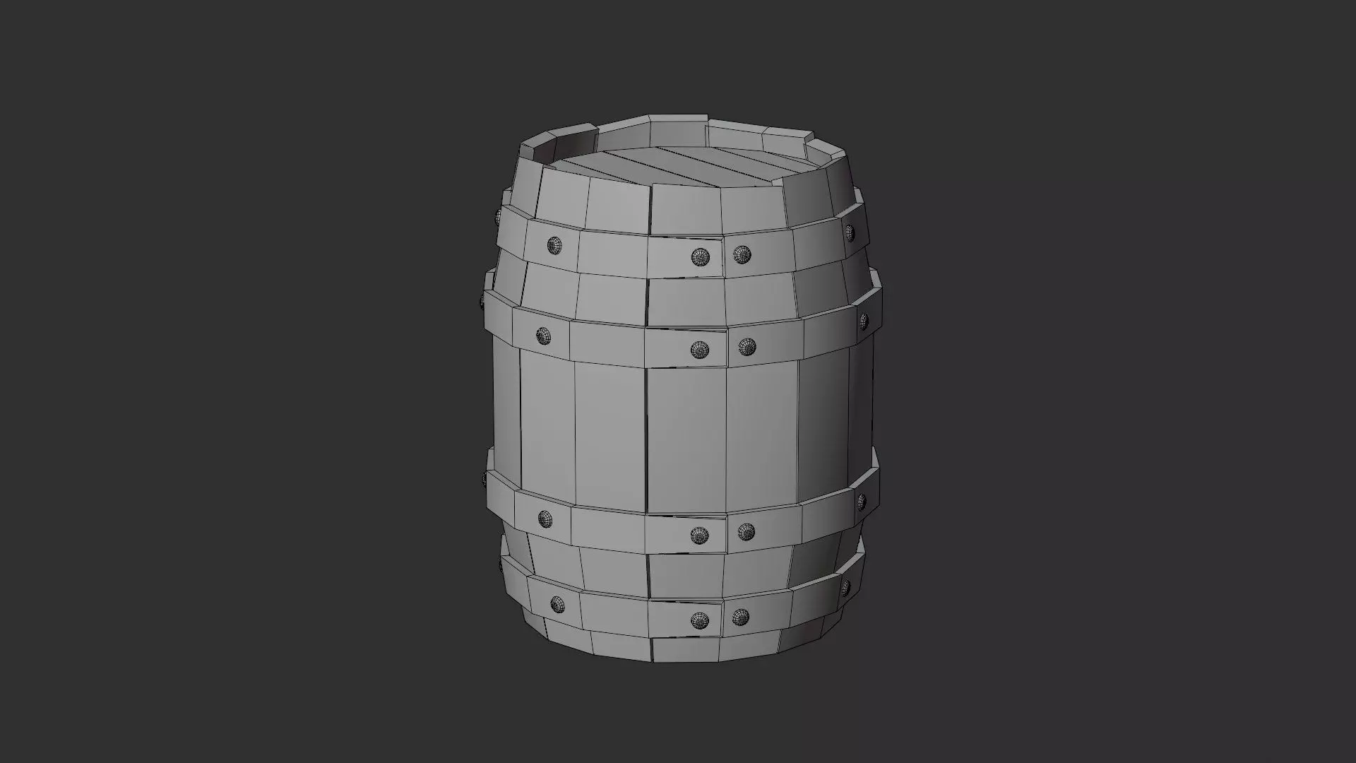 Wooden barrel Low-poly 3D model_0