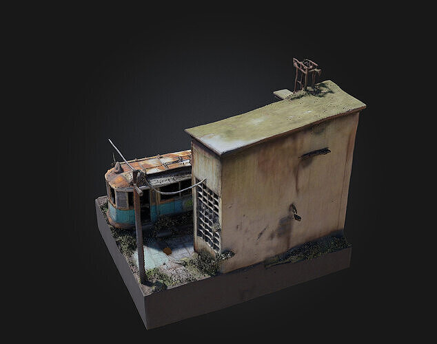 Abandoned Tram Diorama  Rusted Memories on Forgotten Rails 3D model 5