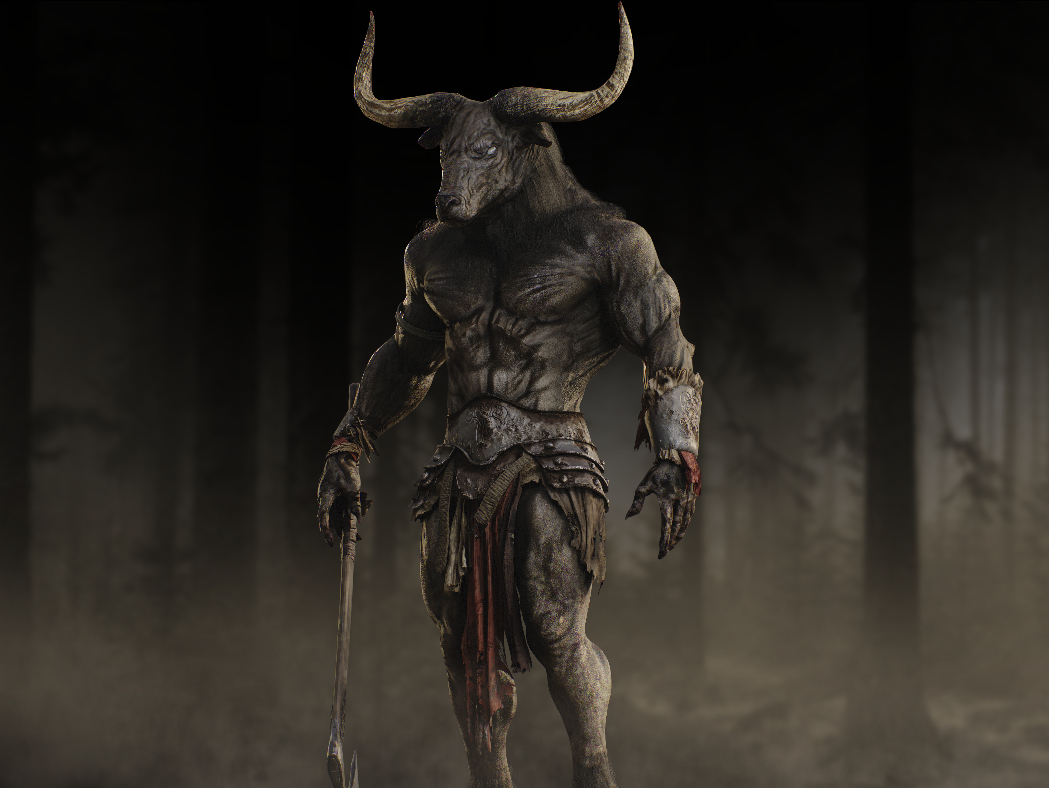 Minotaur Low-poly 3D model_9