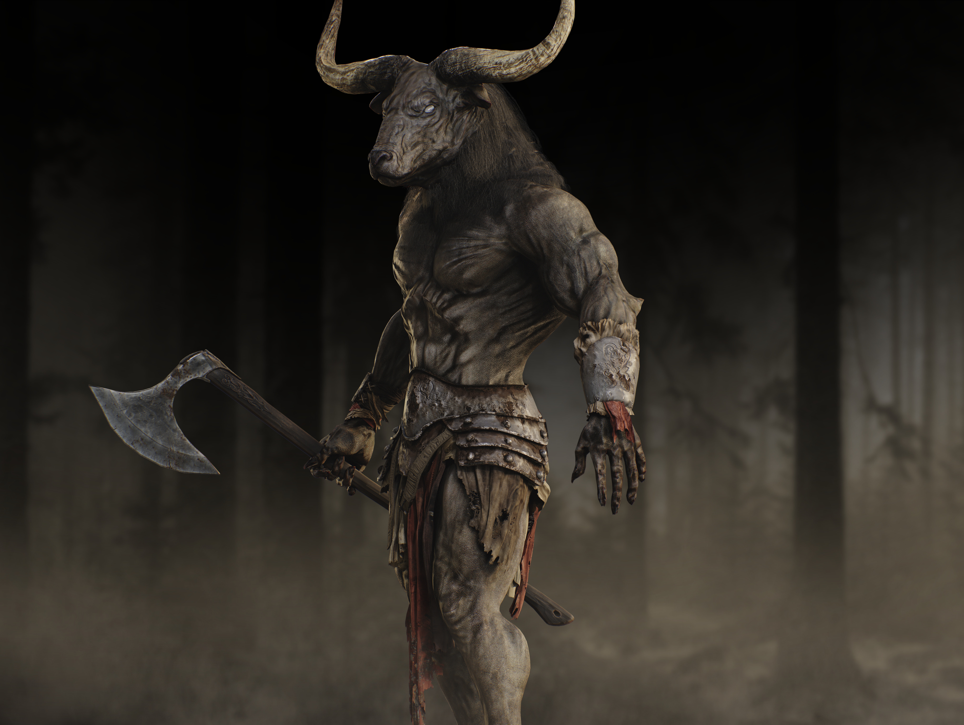Minotaur Low-poly 3D model_7