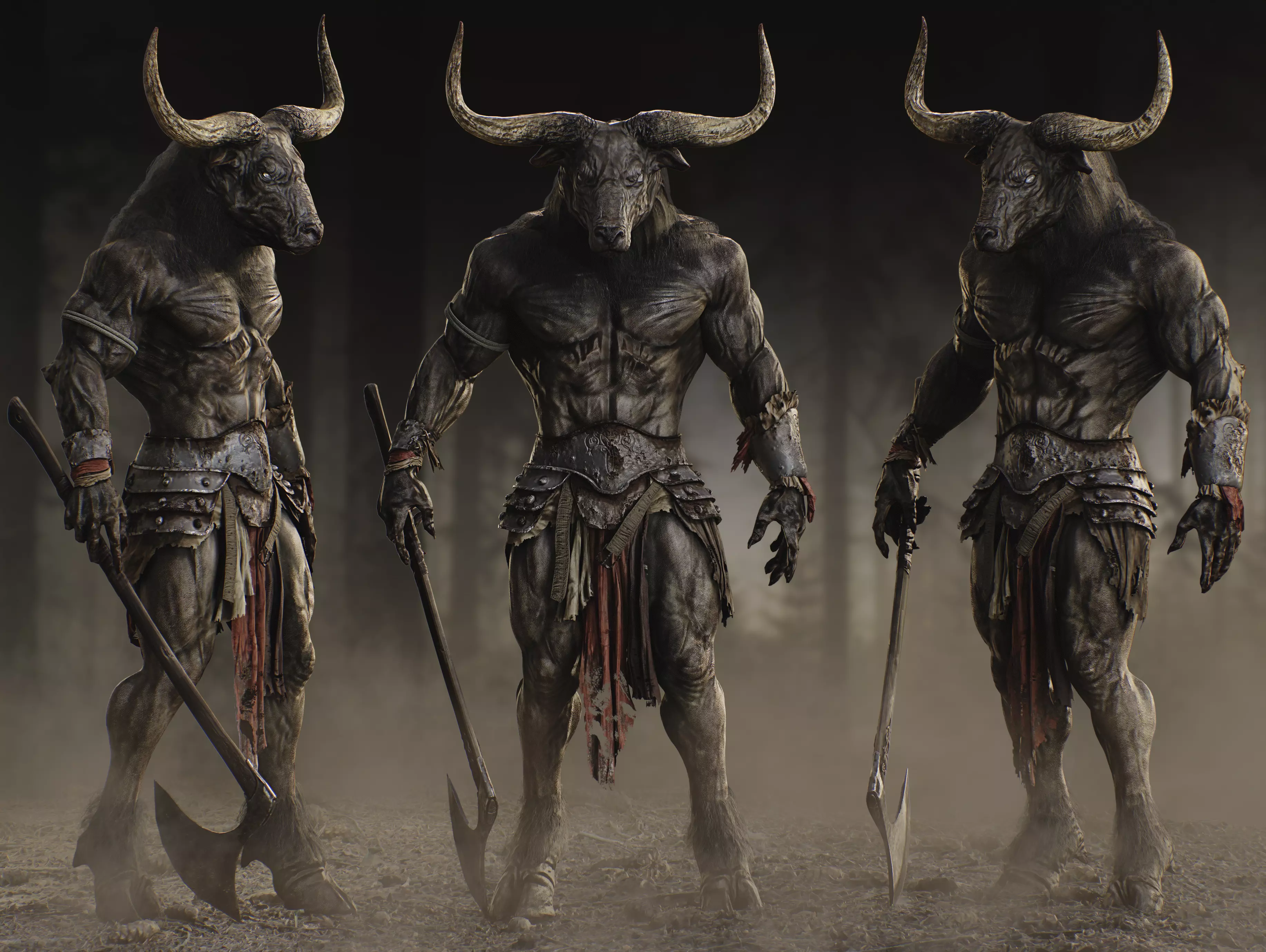 Minotaur Low-poly 3D model_0