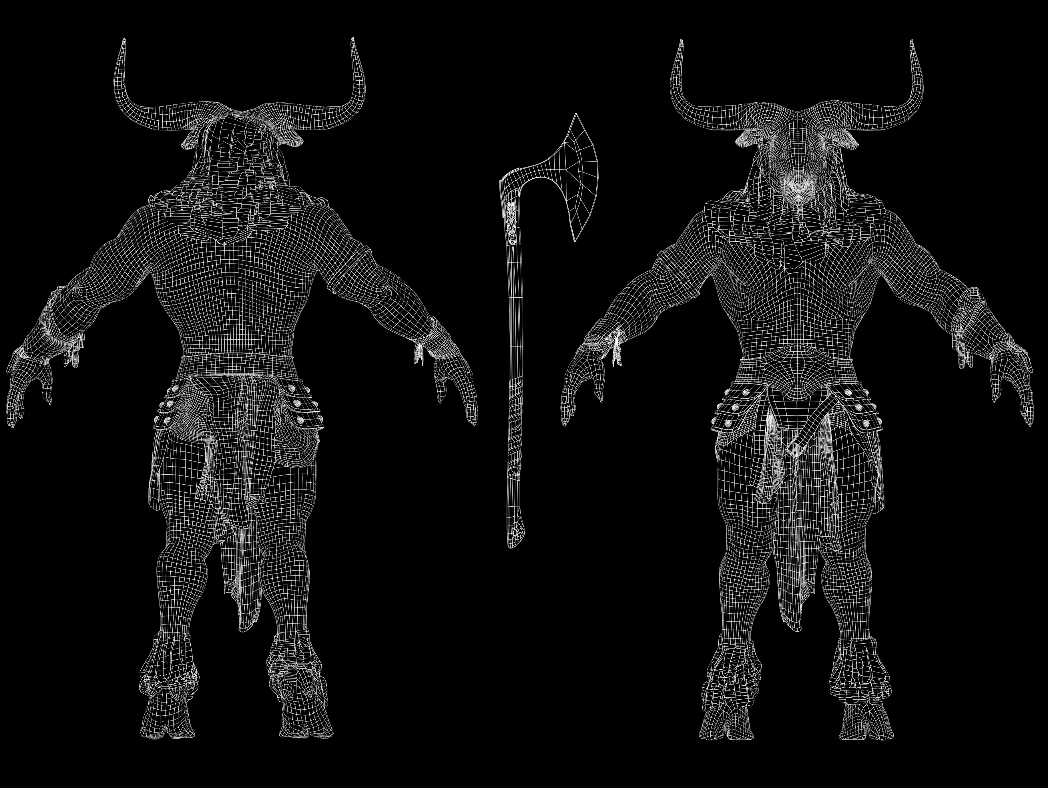Minotaur Low-poly 3D model_14