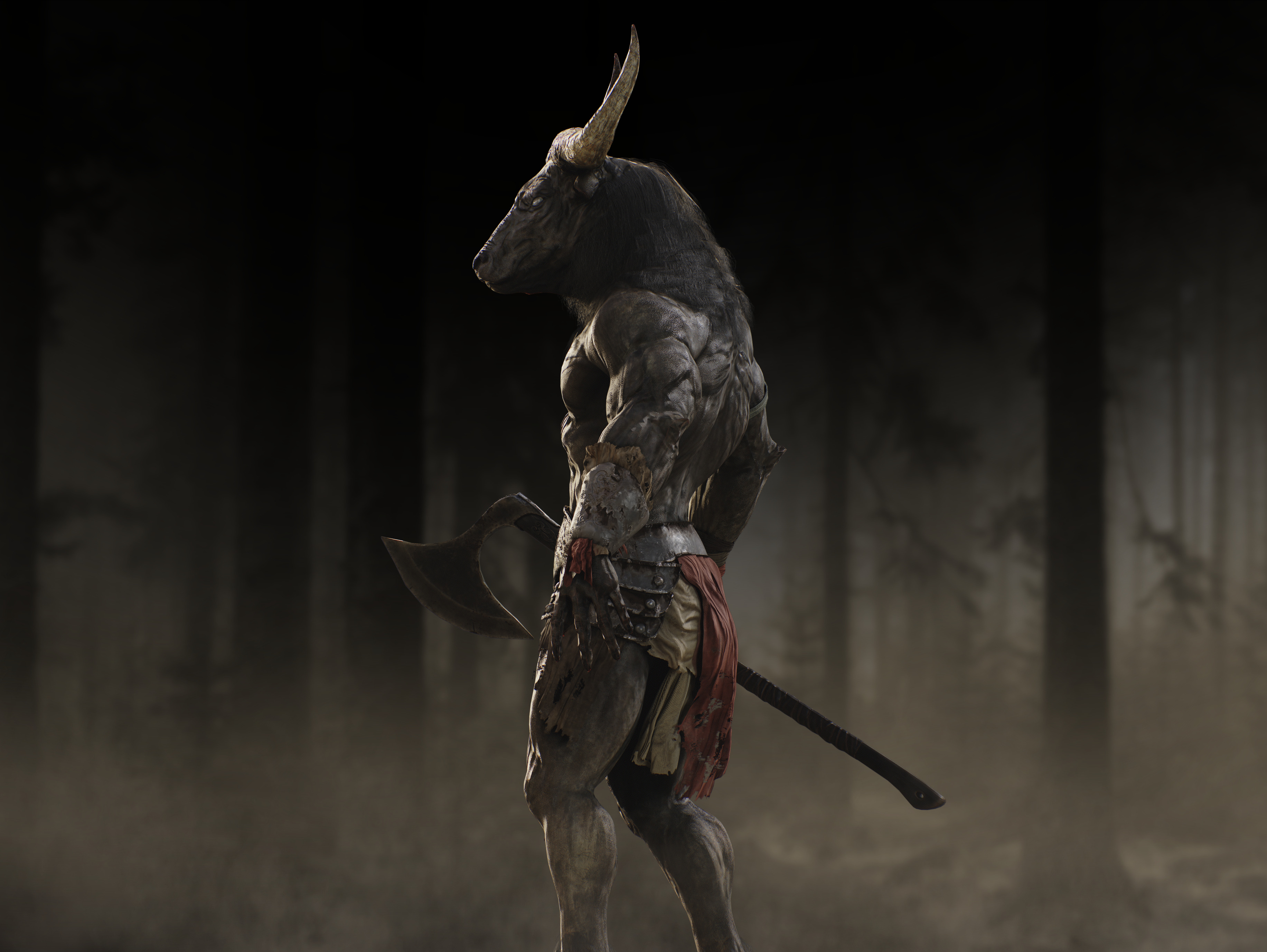 Minotaur Low-poly 3D model_11