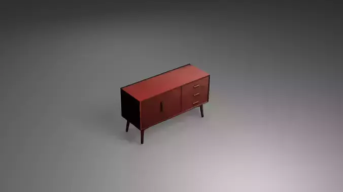 Mid-Century Modern Wooden Sideboard 3D model