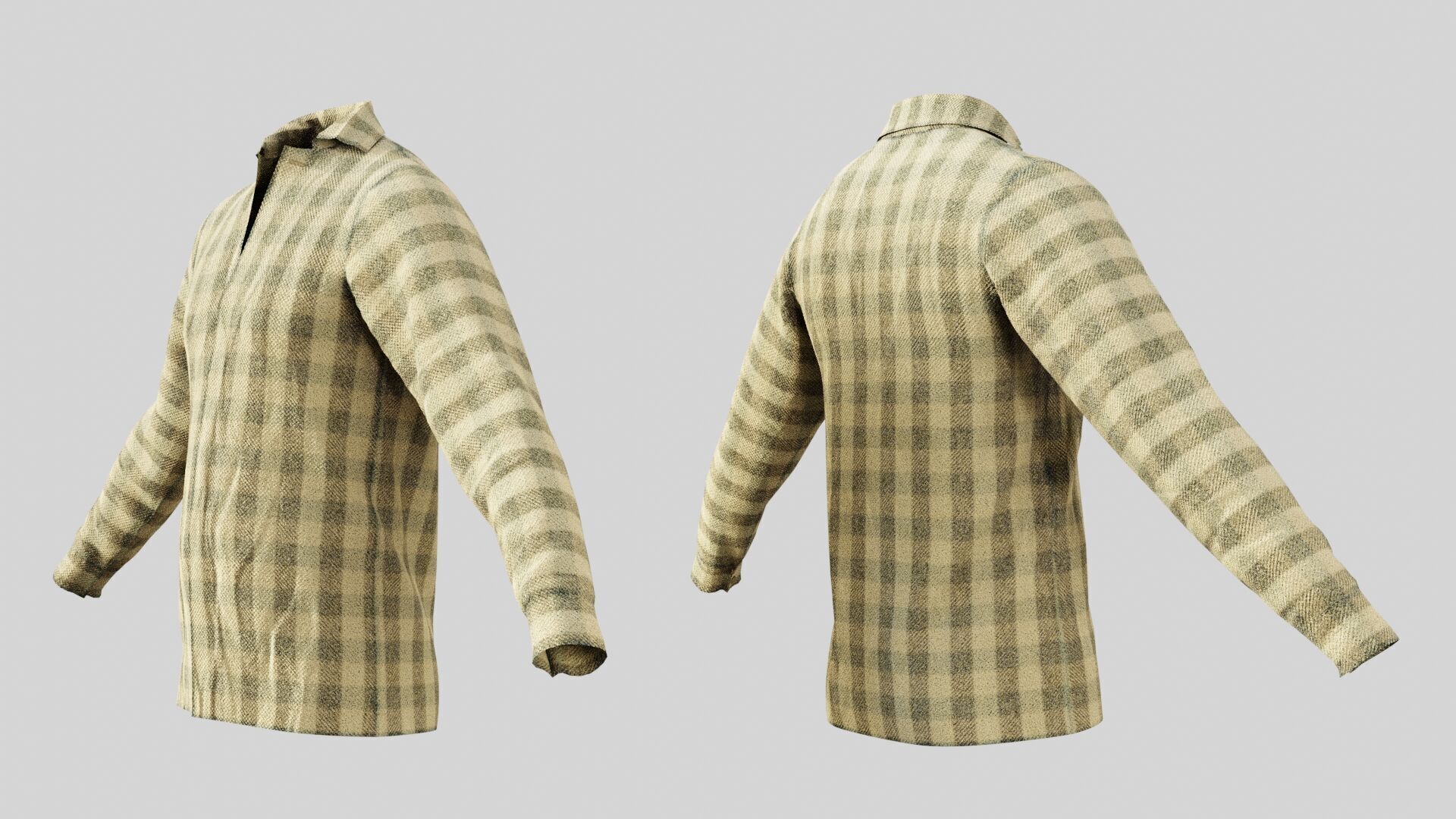 Light Yellow Fannel Checkered Low-poly 3D model_3