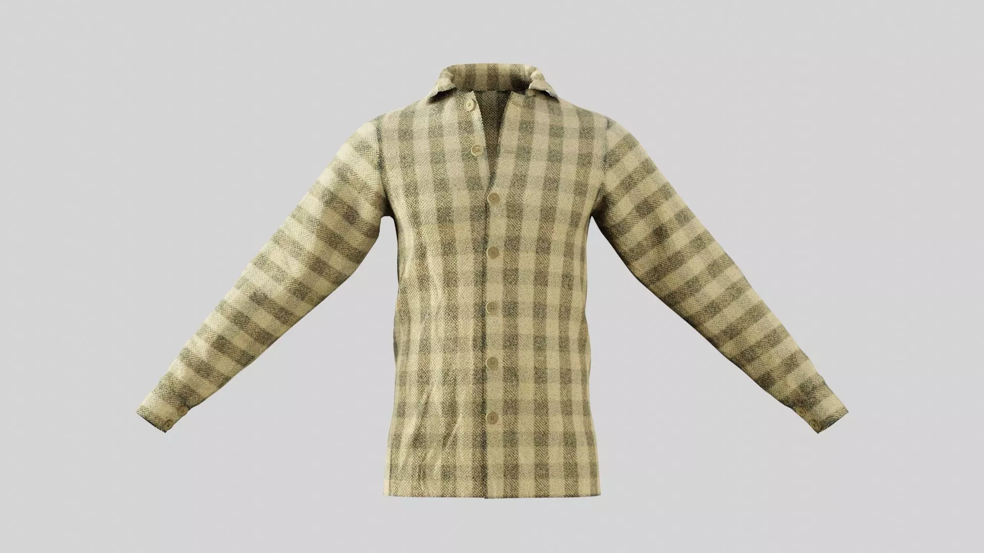 Light Yellow Fannel Checkered Low-poly 3D model_0